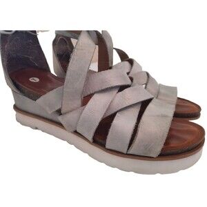 DIBA True Size 7 Moss Seafoam Green Clover Strappy Sandals Wedge